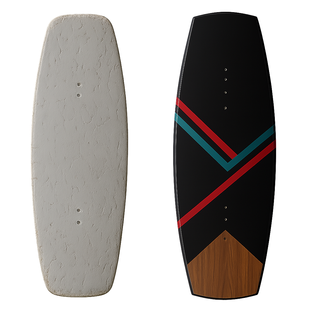 db232650 aa67 45a4 85be 16339ef1e891 Forskellen på et budget og et premium wakeboard. Boardet til venstre er budget, og boardet til højre er premium